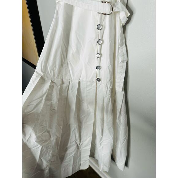 EUDON CHOI COLLECTIVE White Pleated Sleeveless V-Neck Button Maxi Dress Size 6 - Picture 9 of 15